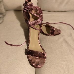 Pink heeled with ties